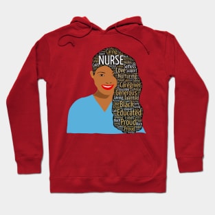 Black Nurse Words in Afro Hair Hoodie